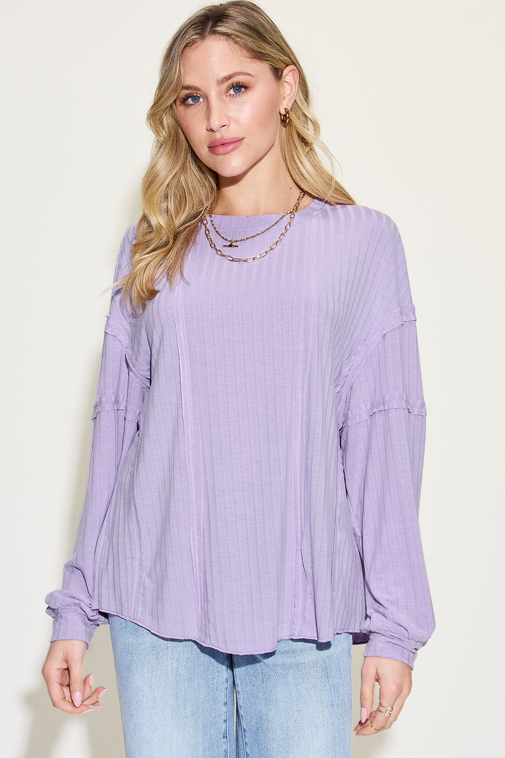 8 Colors! Basic Bae Full Size Ribbed Round Neck Long Sleeve T-Shirt