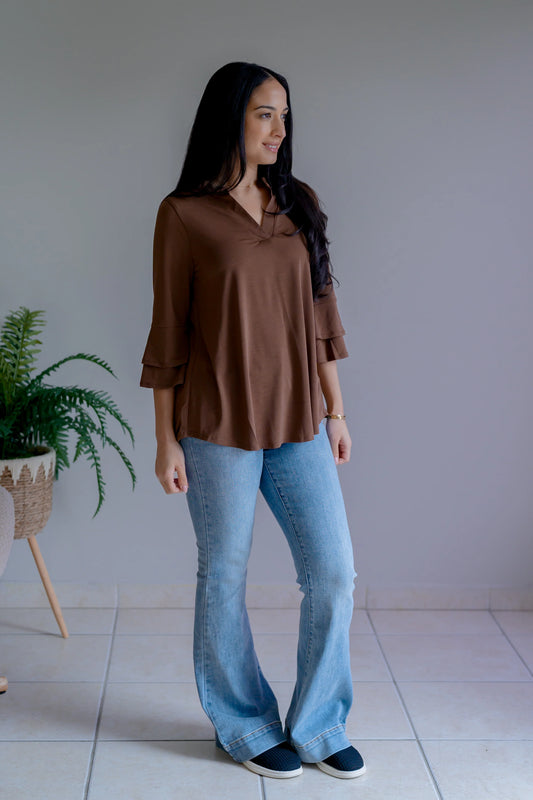 Eleanor Rigby Lizzy Top - Chocolate Brown