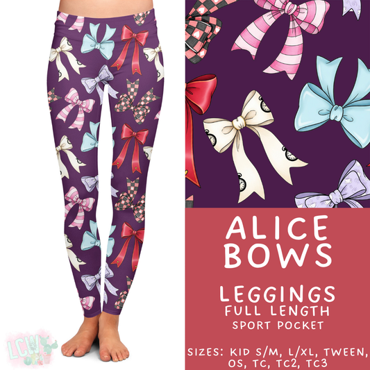 Alice Bows Leggings Adults & Kids - PREORDER Batch #485 - ETA Early April