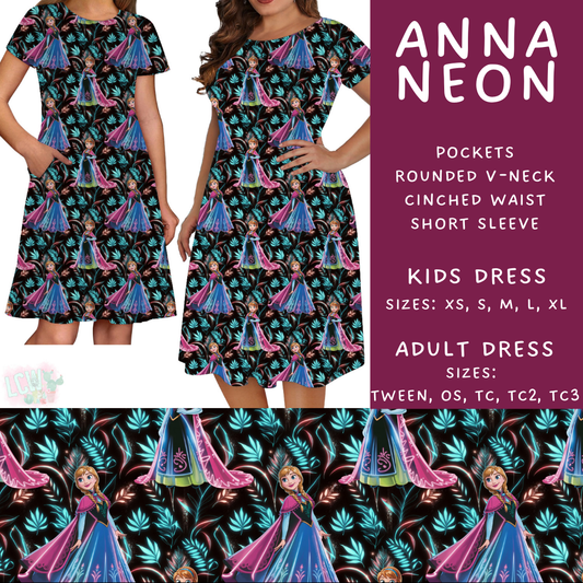 Neon Anna Adult & Kids Dress - PREORDER Batch #487 - ETA Mid-April