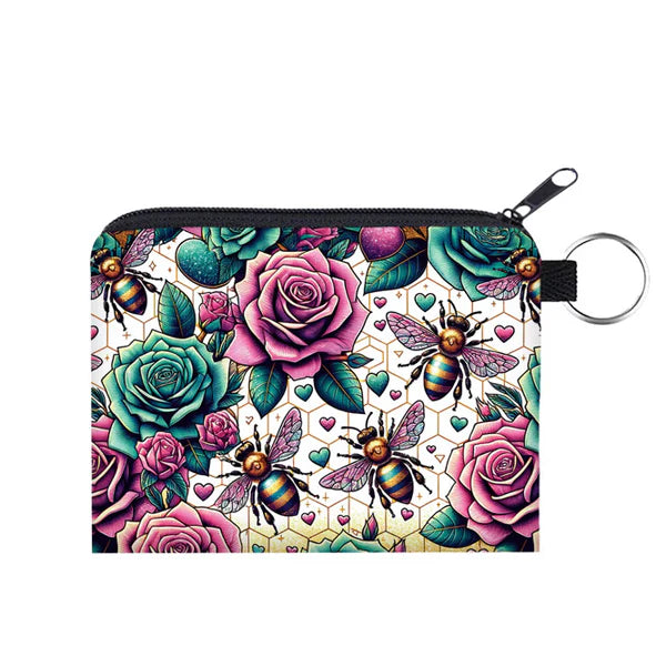Spray Paint Bee Rose - Mini Coin Purse Keyring