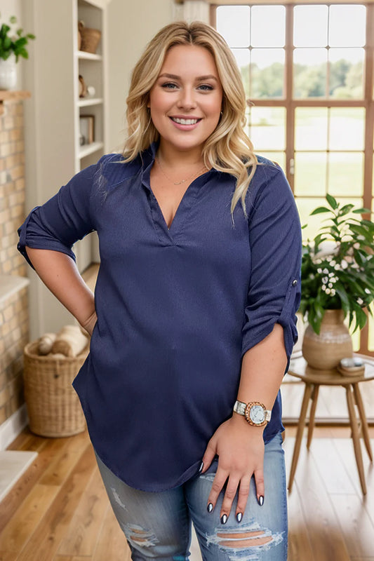 Blueberry Hill Textured Navy Gabby Top