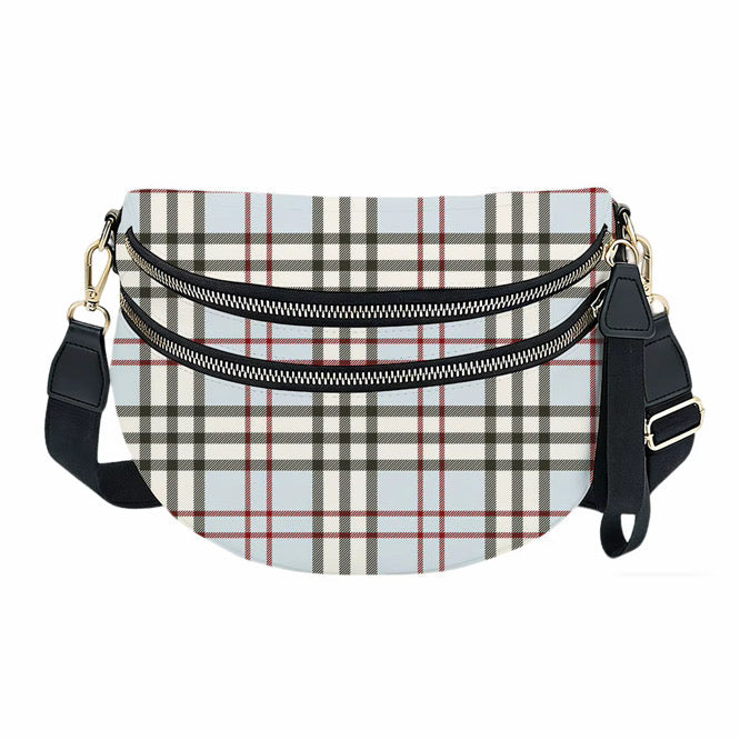 The Roni Nylon Crossbody - Plaid Blue