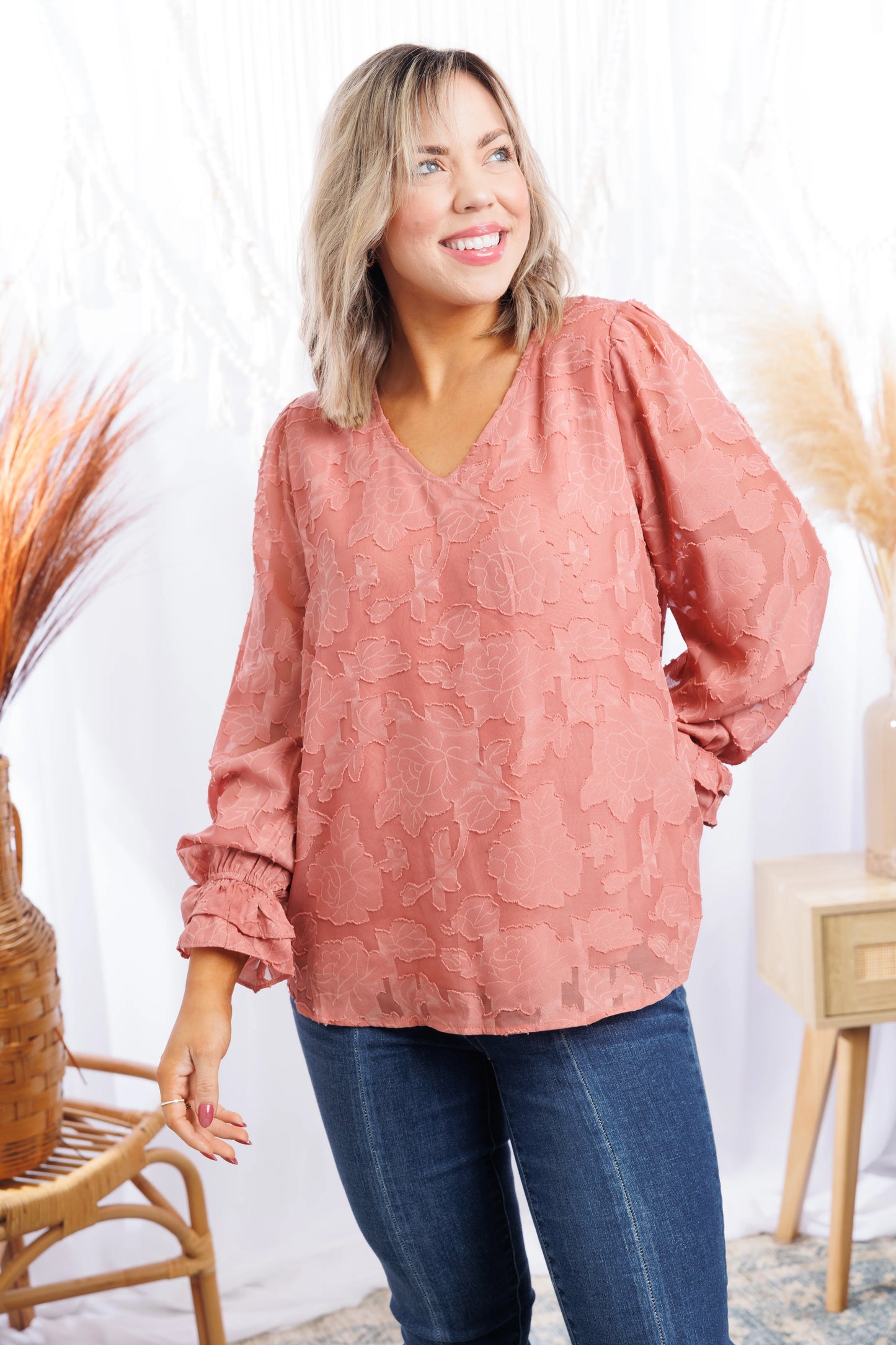 Pink Rose Long Sleeve Top