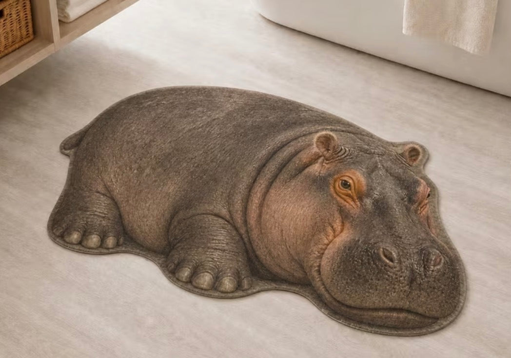 Preorder Hippo Shaped Bath/Bedroom/Kitchen Rug