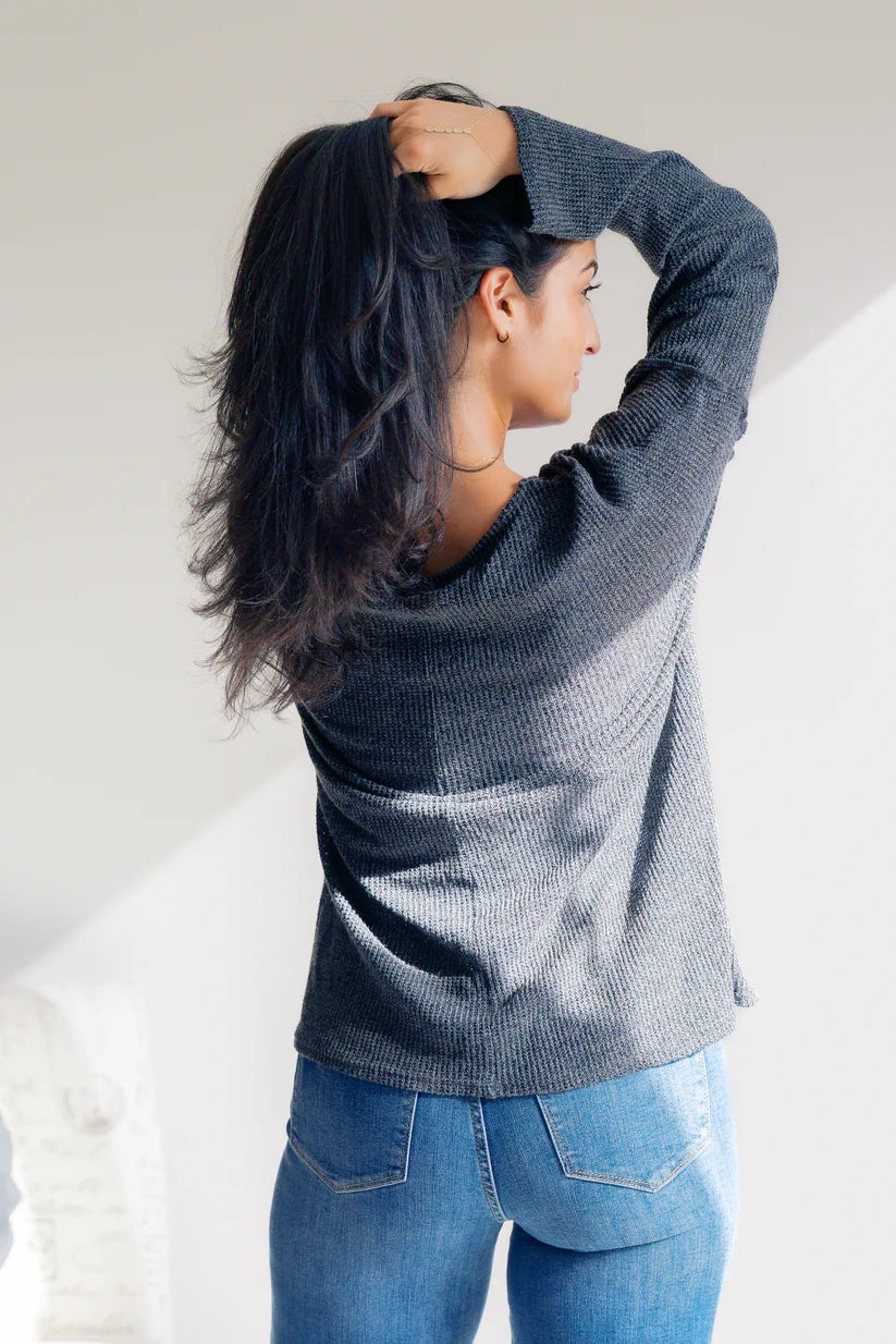Charcoal Mirage Oversized Long Sleeve Top