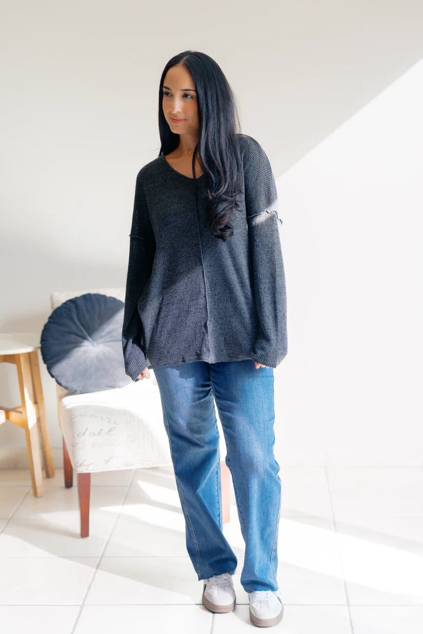 Charcoal Mirage Oversized Long Sleeve Top