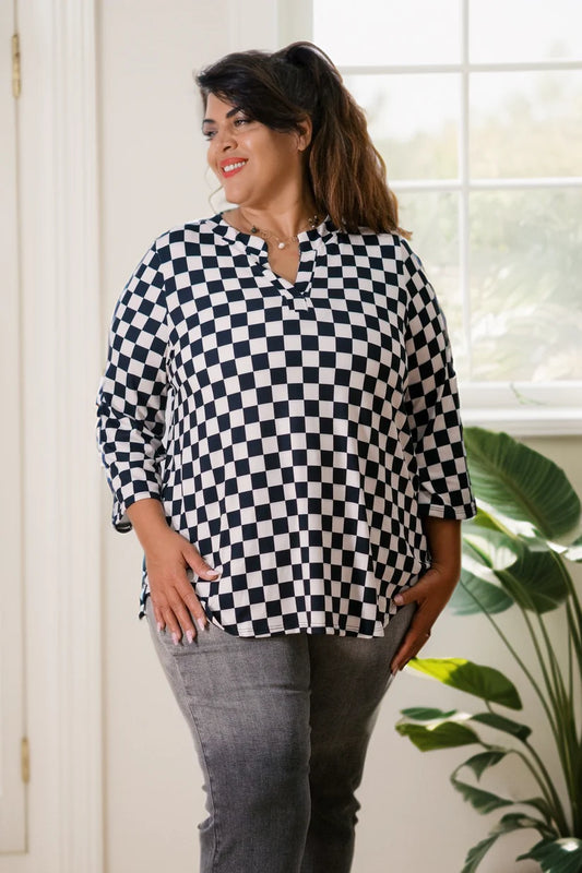 Checkmate Babe Split Collar Top