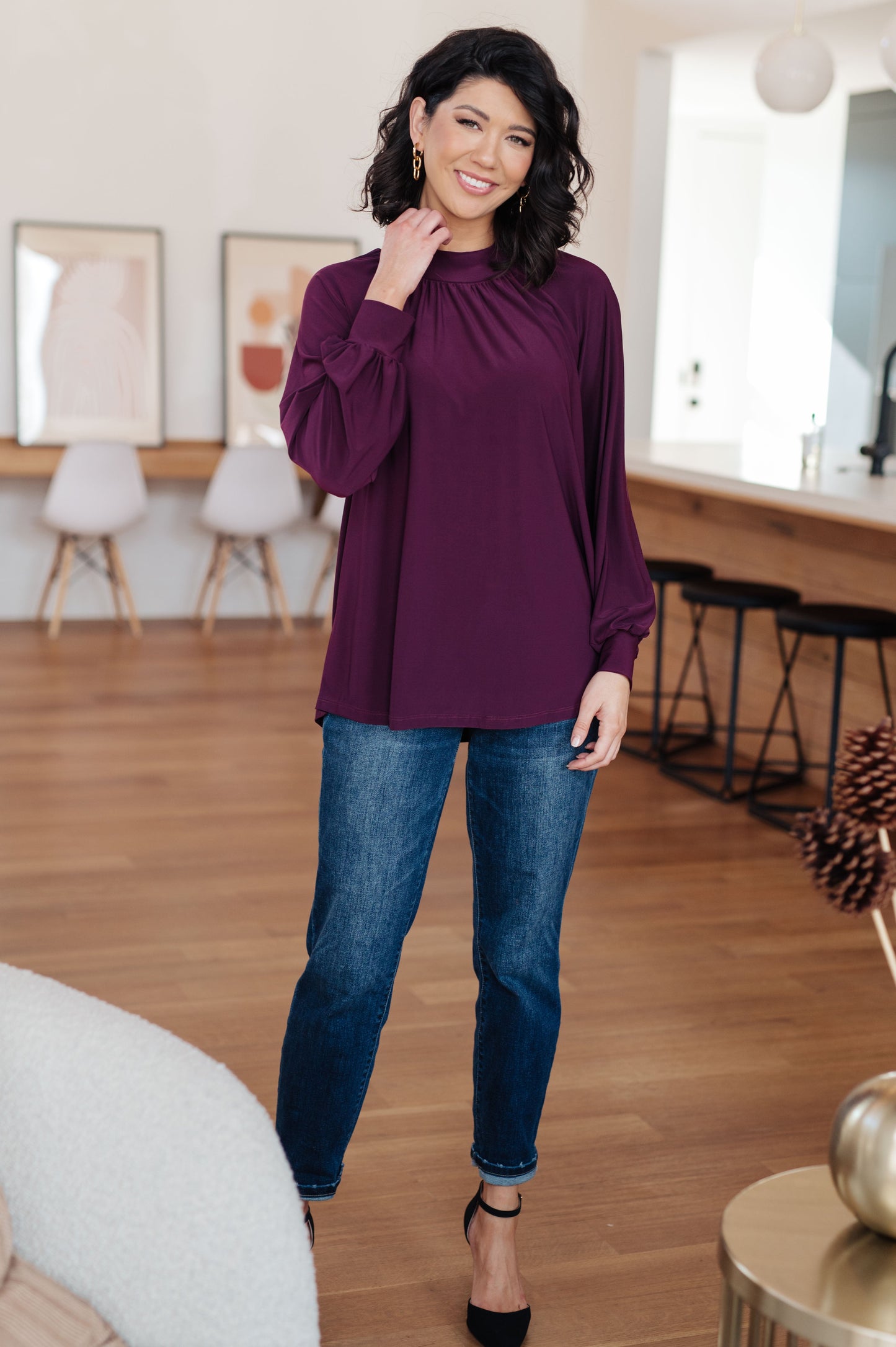 DOORBUSTER Closing Time Mock Neck Blouse