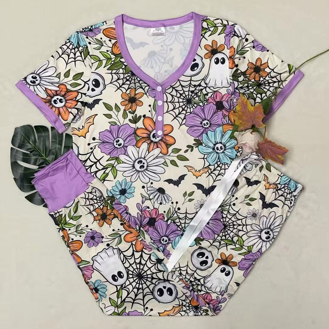 Shirley & Stone Jogger Pajama Set - Floral Ghost - 2XL