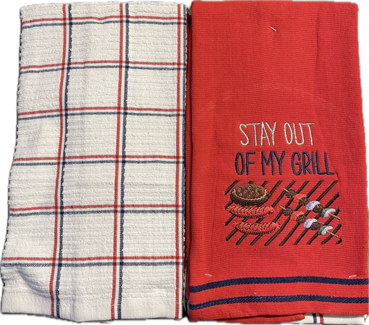 Set of 2 Dish Towels - Stay Out of My Grill