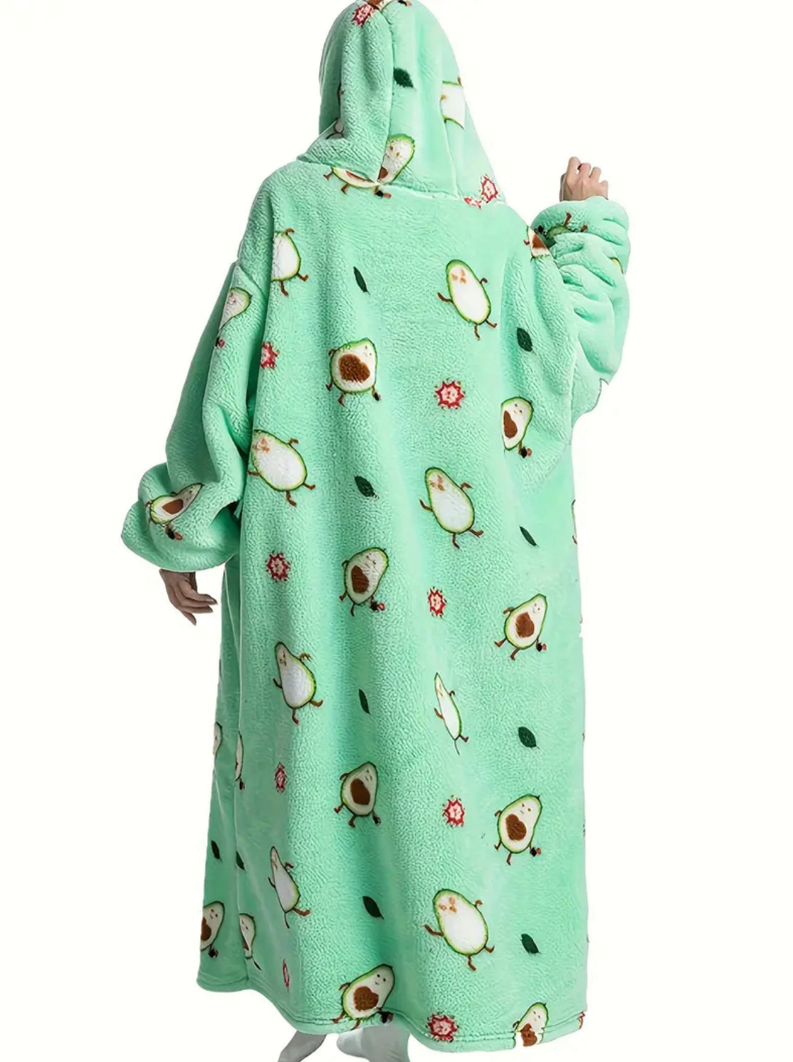 Fuzzy Pocketed Long Sleeve Hooded Blanket Lounge Dress - 17 Print options - PRELAUNCH