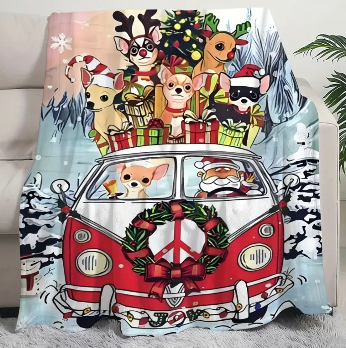 Christmas Chihuahua Van Blanket