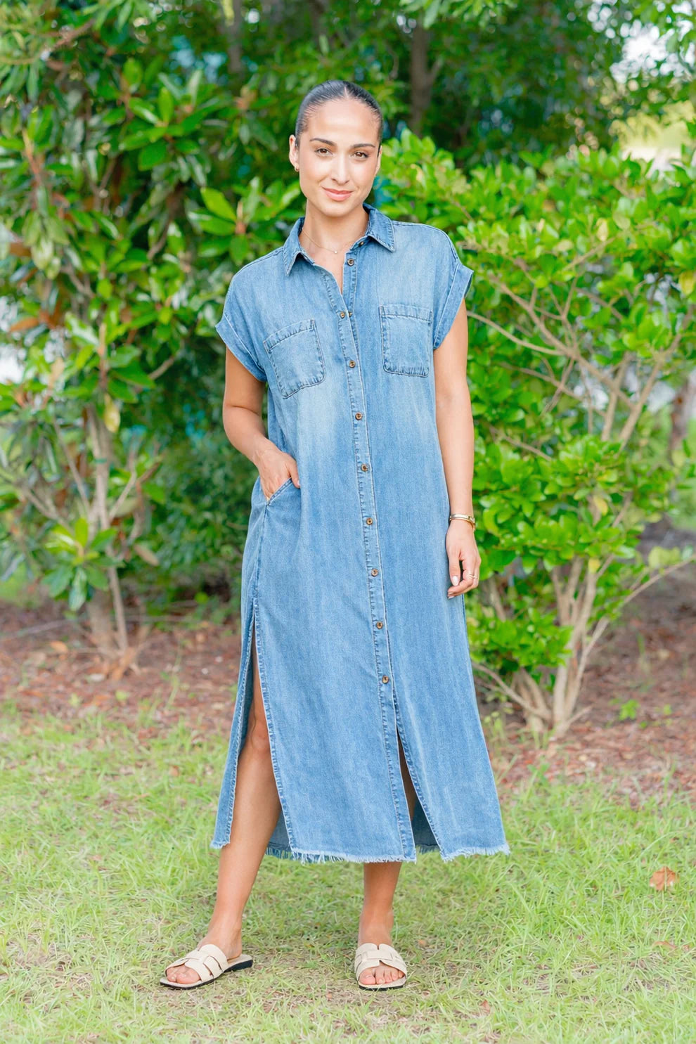 Deep Tide Maxi Denim Dress