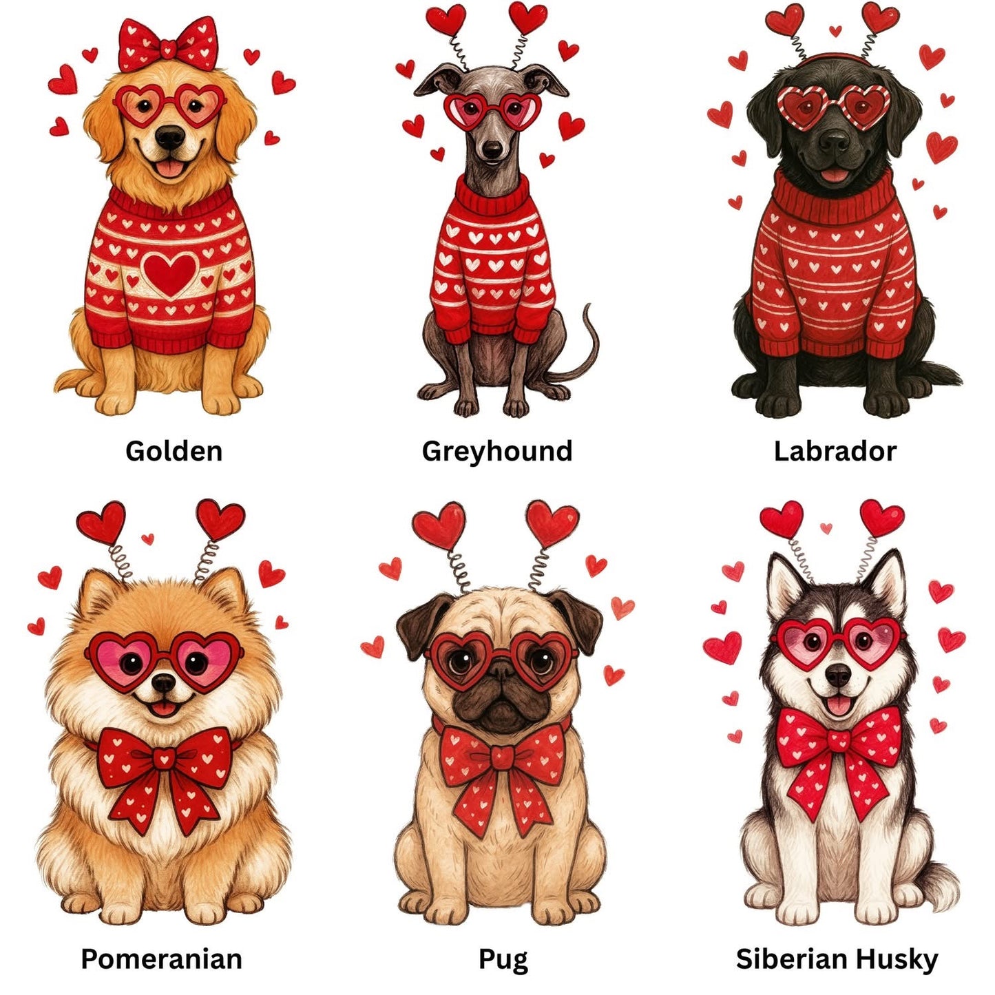 Valentine Dog CUSTOM Graphic - 20 Breeds