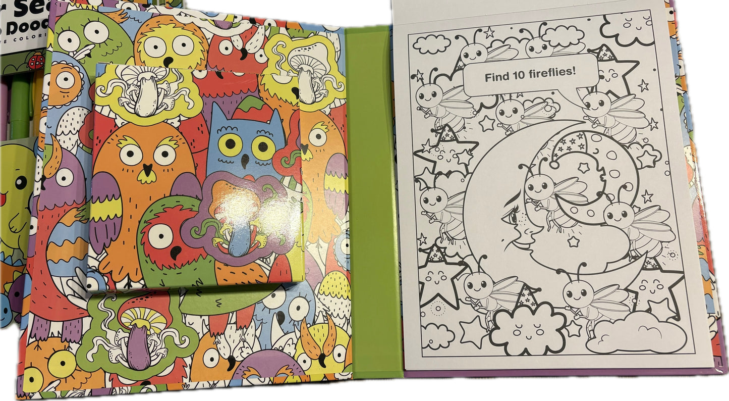 Color Search Doodles Interactive Coloring Book with 6 Markers
