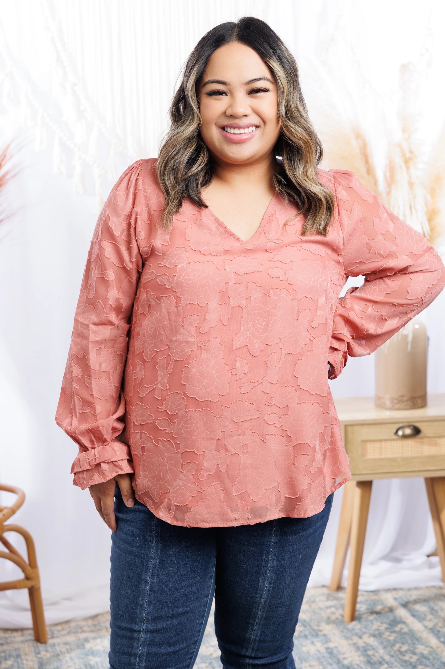 Pink Rose Long Sleeve Top