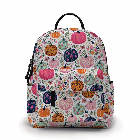 Mini Backpack - Halloween Fall - Floral Pumpkins - PREORDER