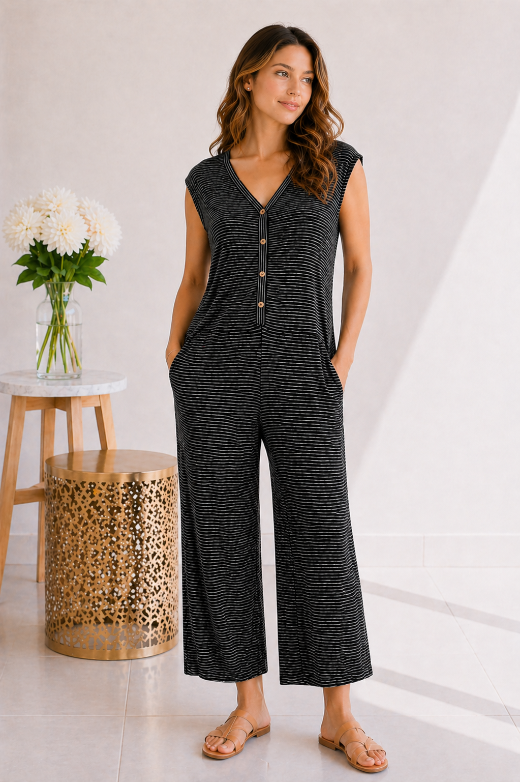 Easy Days Striped Jumpsuit