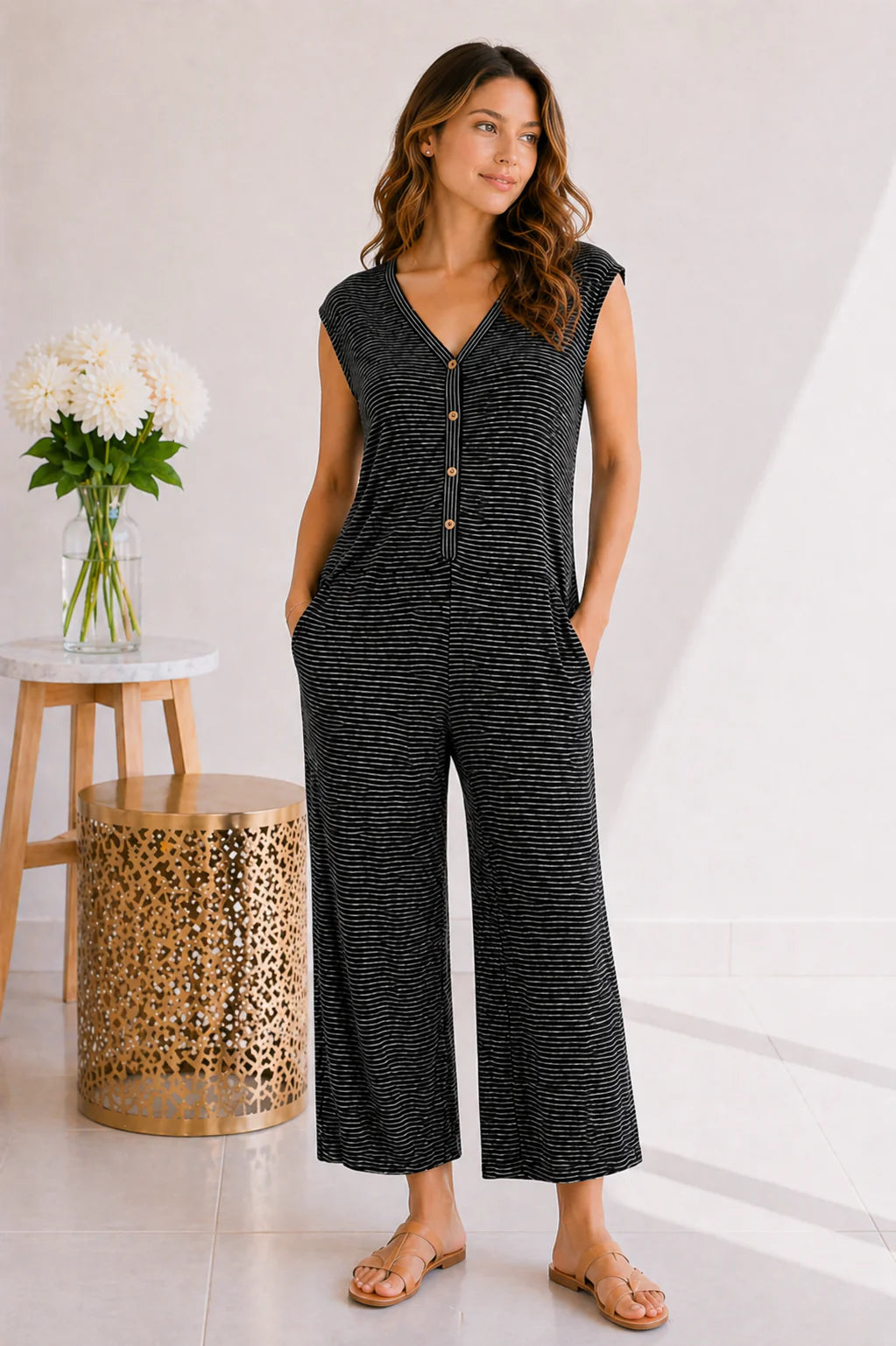 Easy Days Striped Jumpsuit