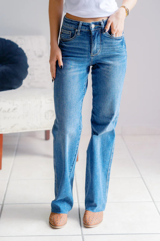 Eclipse Vintage Tummy Control Straight Leg Judy Blue Jeans Denim