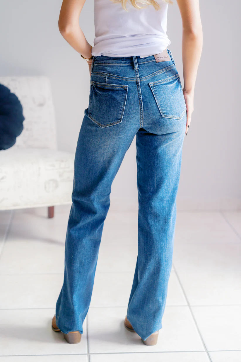 Eclipse Vintage Tummy Control Straight Leg Judy Blue Jeans Denim