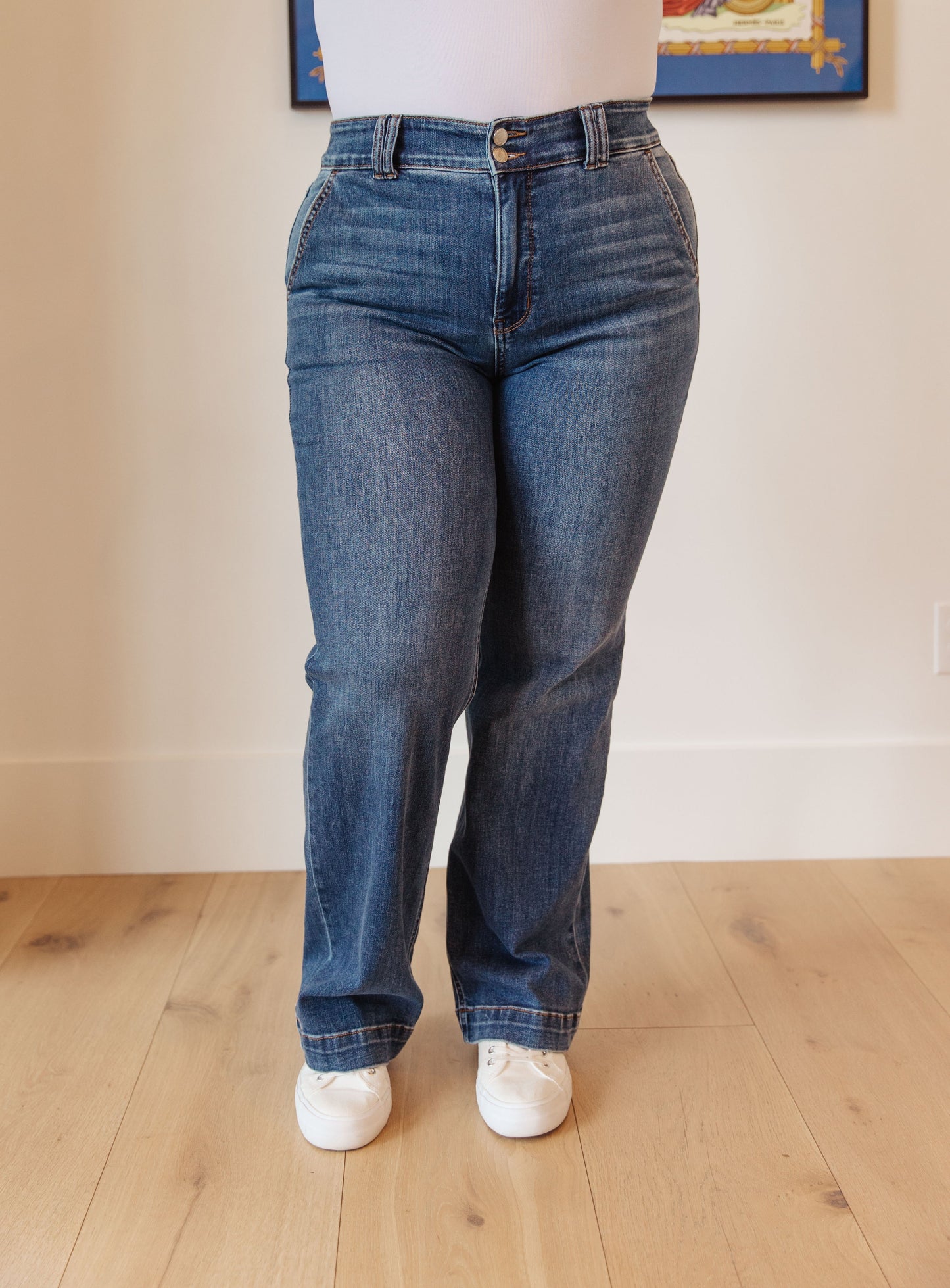 Elsie High Rise Double Button Wide Leg Jeans