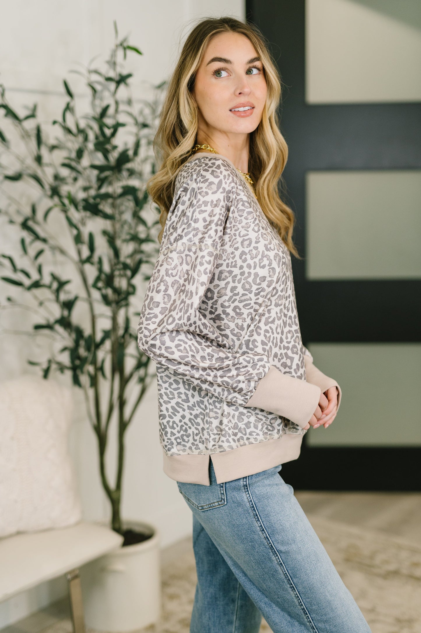 Everything You Need Patchwork Crew Neck Pullover