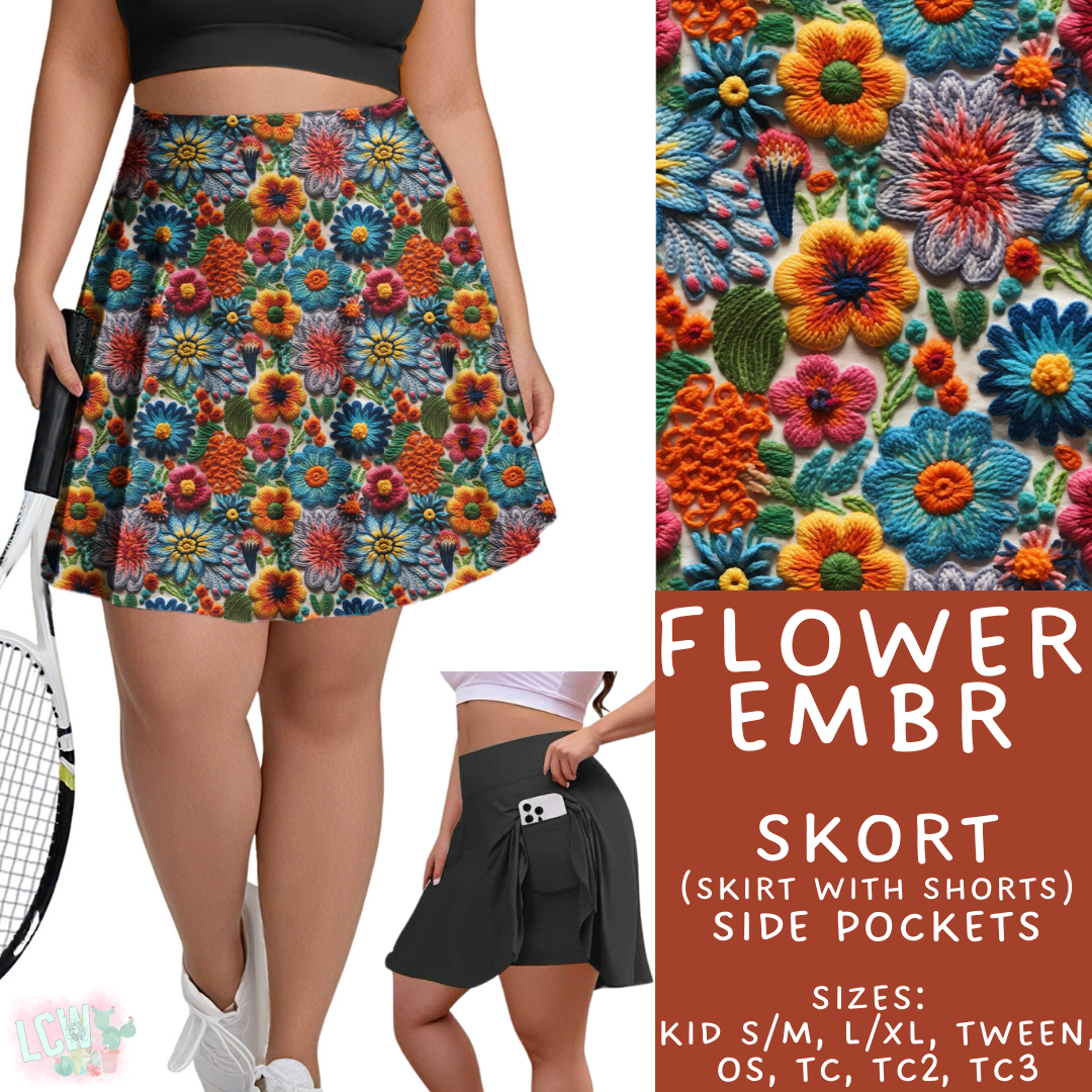 Flower EMBR Skort Adult & Kids - PREORDER Batch #485 - ETA Early April