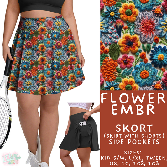 Flower EMBR Skort Adult & Kids - PREORDER Batch #485 - ETA Early April