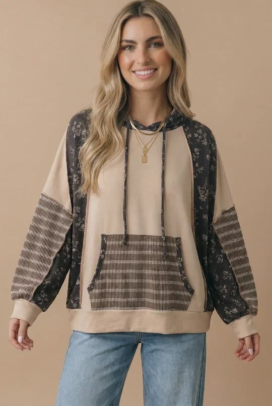 Creatively Cozy Color Block Hooded Pullover