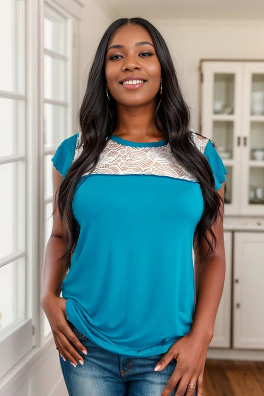 Graced With Lace Flutter Sleeve Top