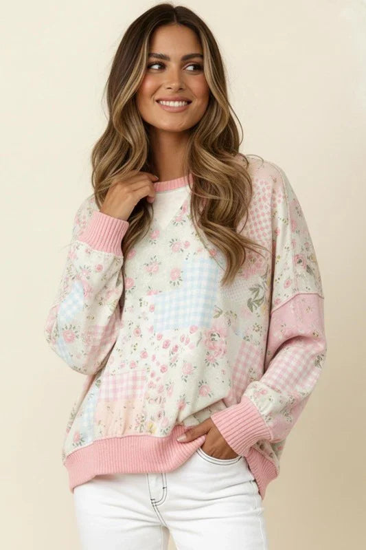 A Little Bias Printed Patchwork Top