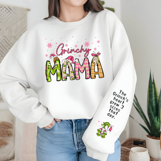 Grinchy Mama CUSTOM Name Sleeve Graphic