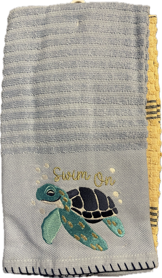 Set of 2 Dish Towels - Smile On Turtle