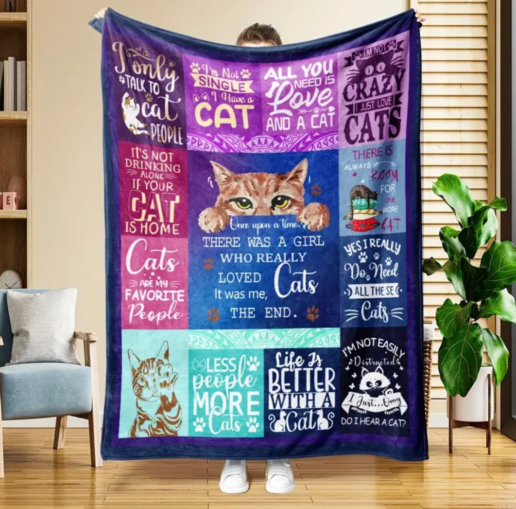 Less People More Cats Fleece Blanket