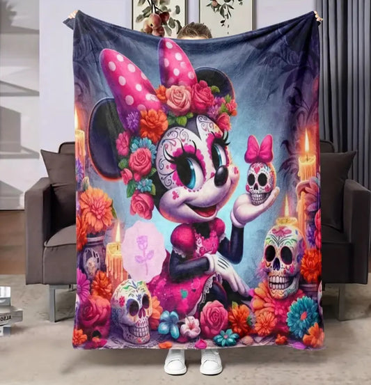 Sugar Skull Mouse Fleece Blanket