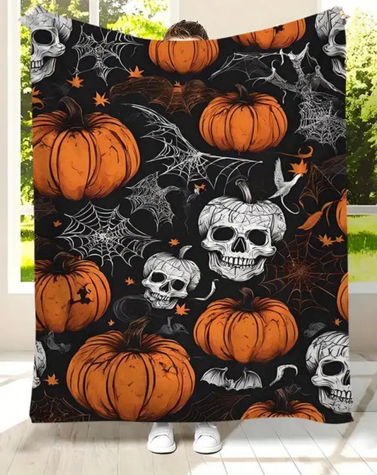 Skull Pumpkins Fleece Blanket