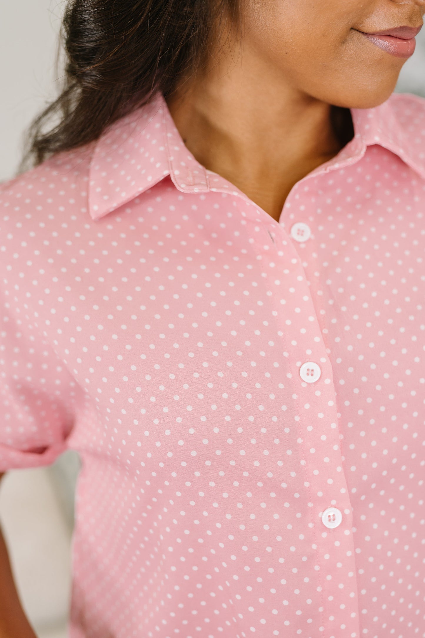 It's Just Business Collared Button Down Blouse