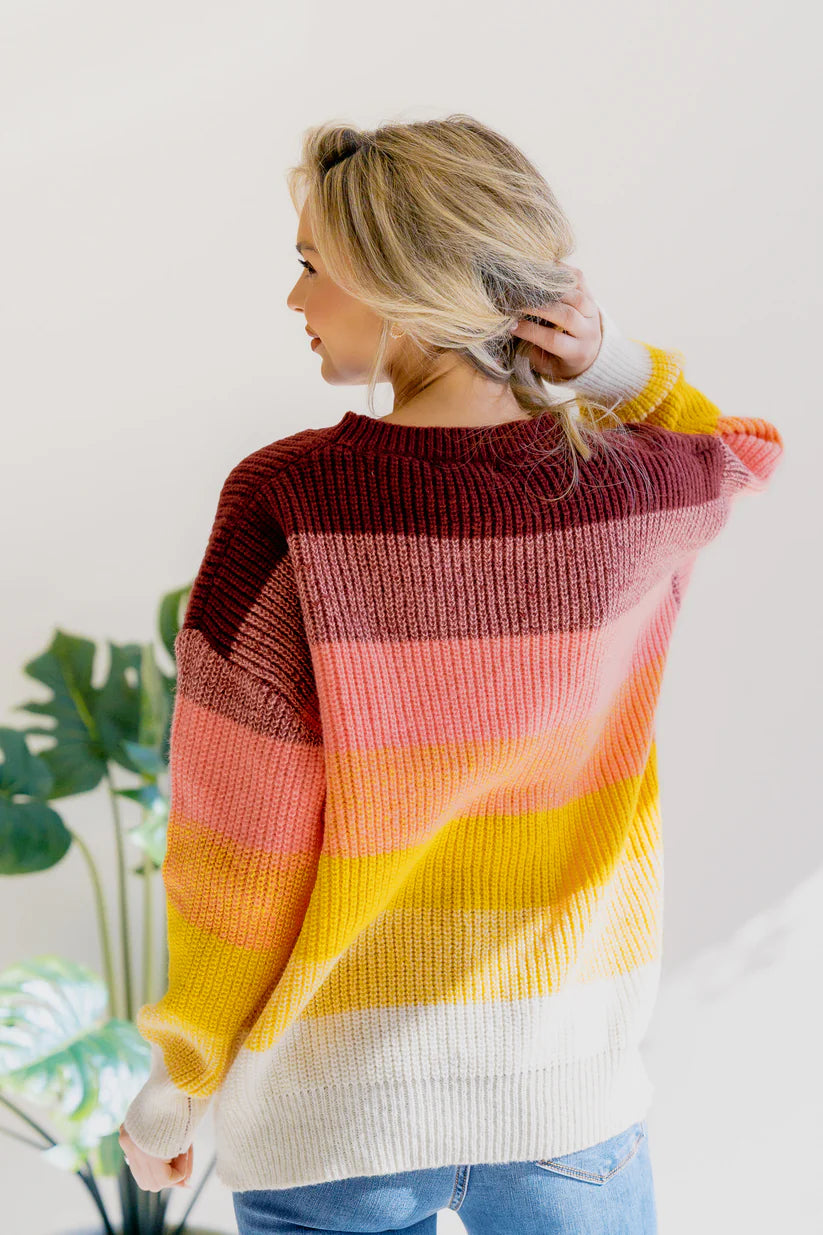 Lustrous Rose Color Block Sweater