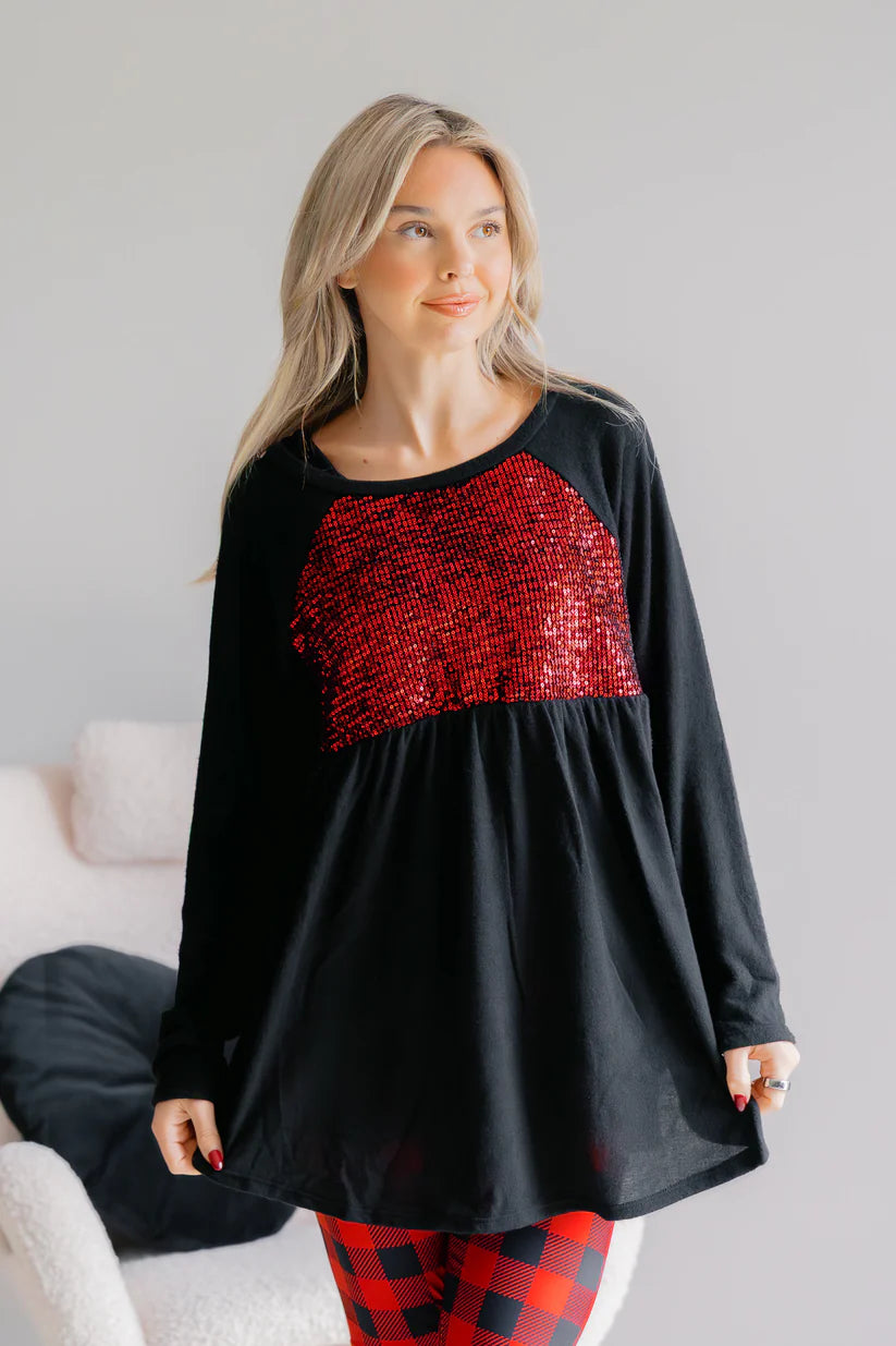 Frosted Berry Sequin Tunic Top