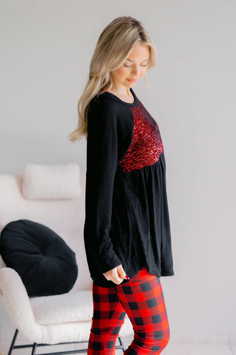 Frosted Berry Sequin Tunic Top
