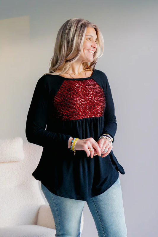 Frosted Berry Sequin Tunic Top