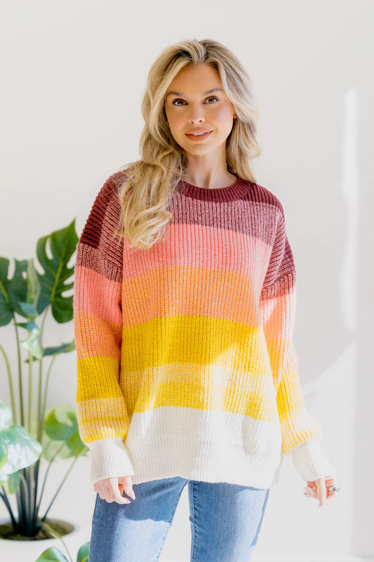 Lustrous Rose Color Block Sweater