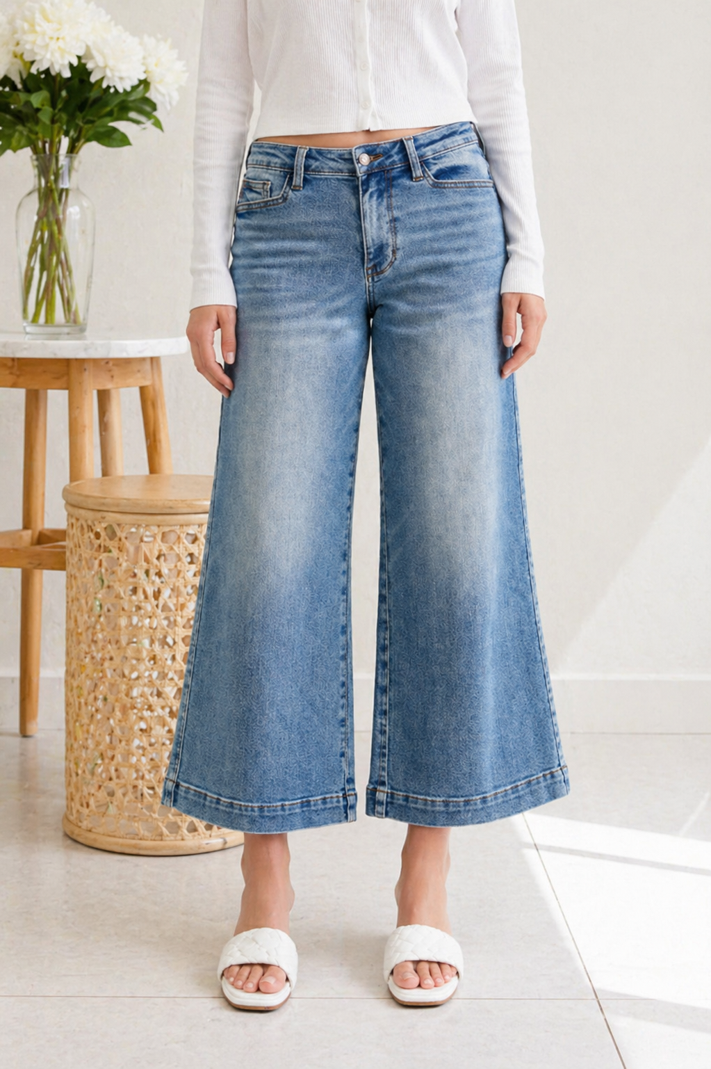 Judy Blue Bandana Babe Wide Leg Jeans