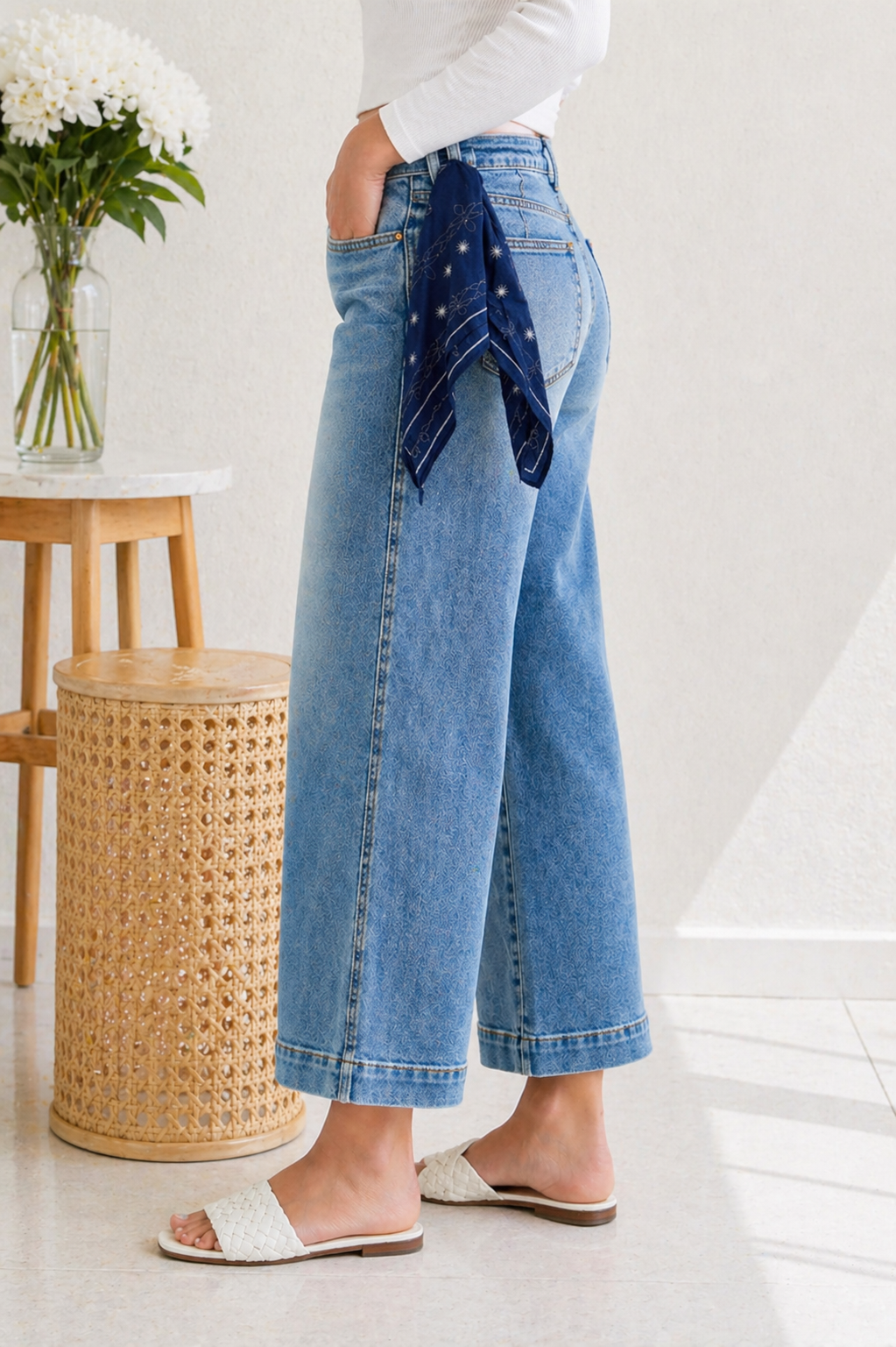 Judy Blue Bandana Babe Wide Leg Jeans