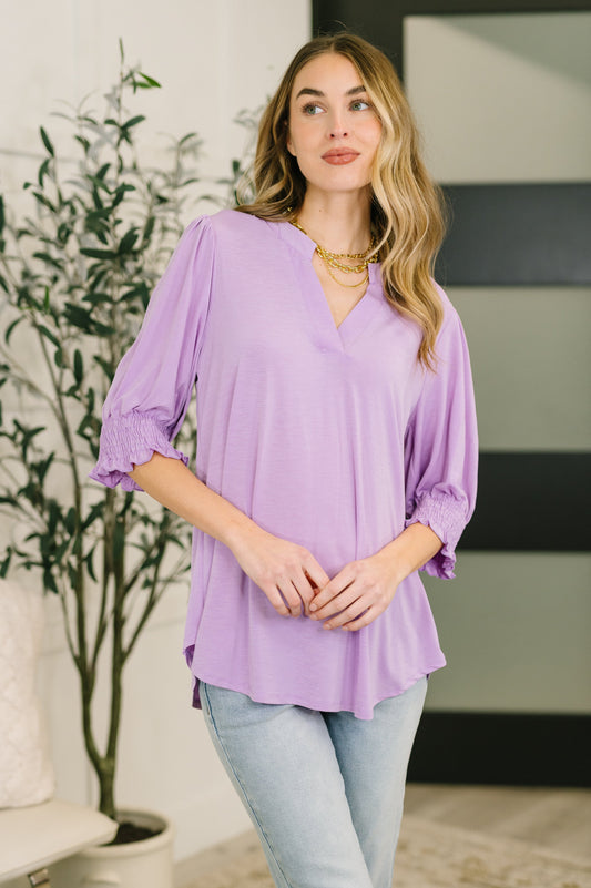 Lizzy Smock Top in Orchid Bloom