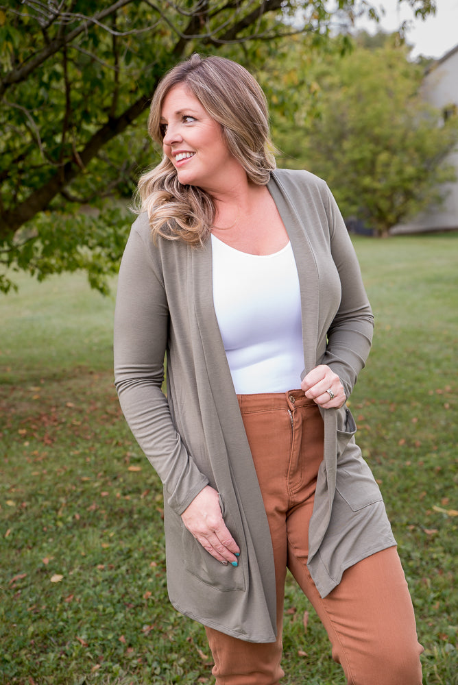 Ready for It Cardigan in Olive