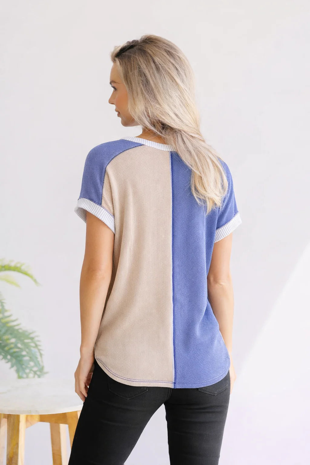 Midnight and Sand Button Top