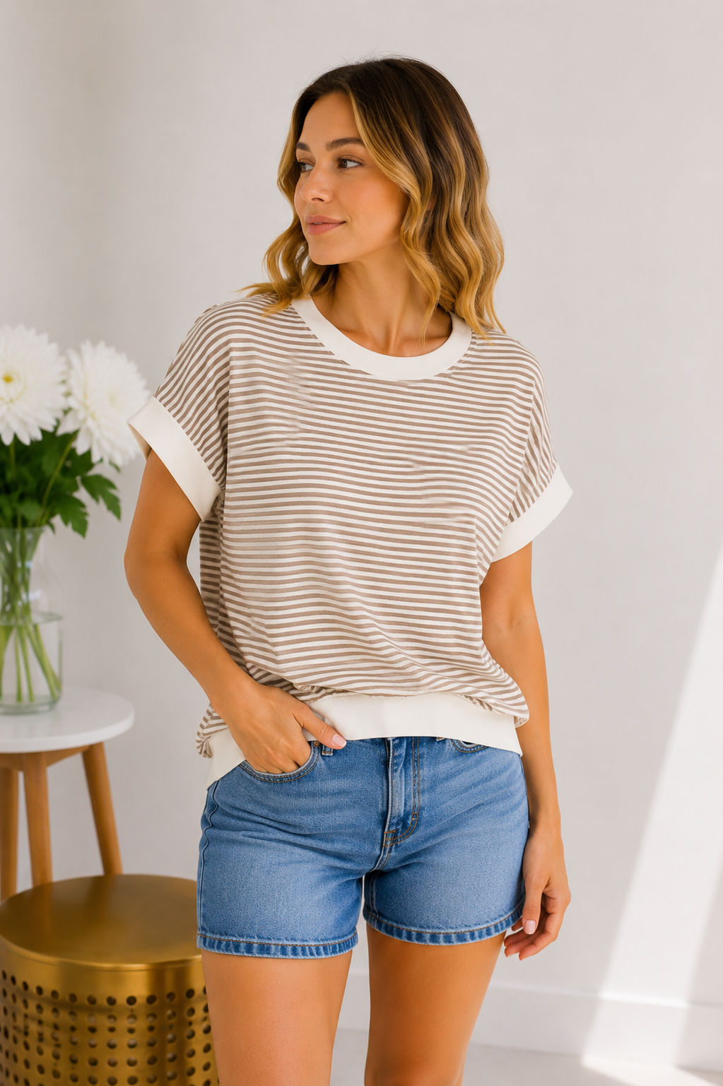 Mocha Morning Stripe Top